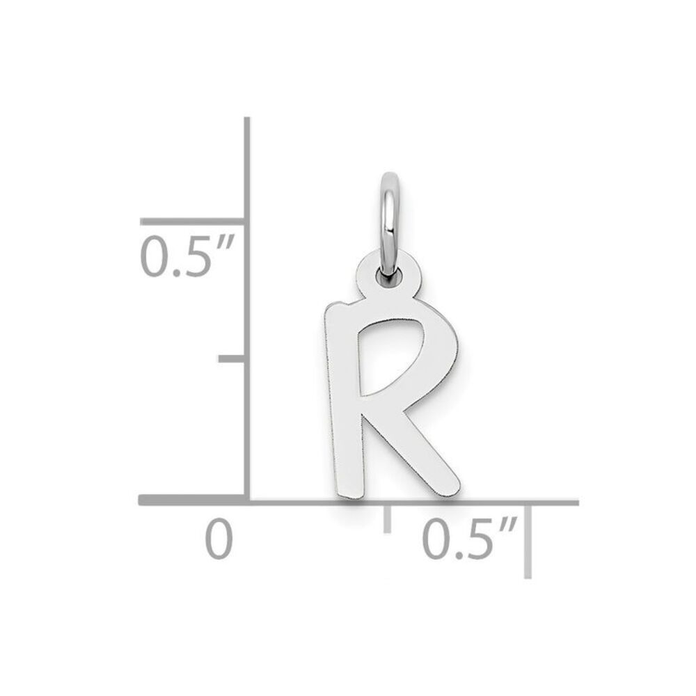 10k White Gold Small Slanted Block Initial R Char - image 2